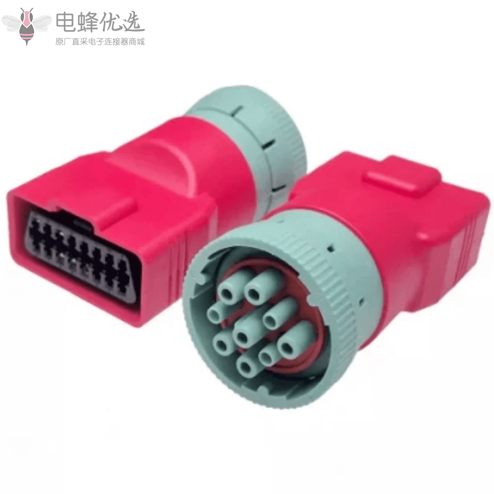 OBD_2母头转J1939公头9芯转接头检测头