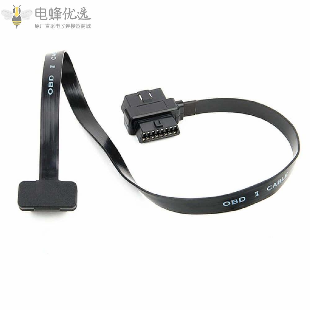 OBD2_16芯母头转2个OBD2_16芯公头弯式诊断接线材0.1m