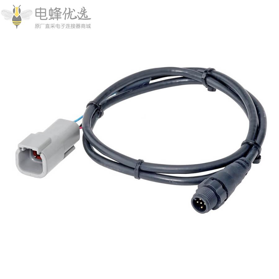 DT04_2P转M12公头5芯NMEA2000_CAN_GPS天线接1米线材