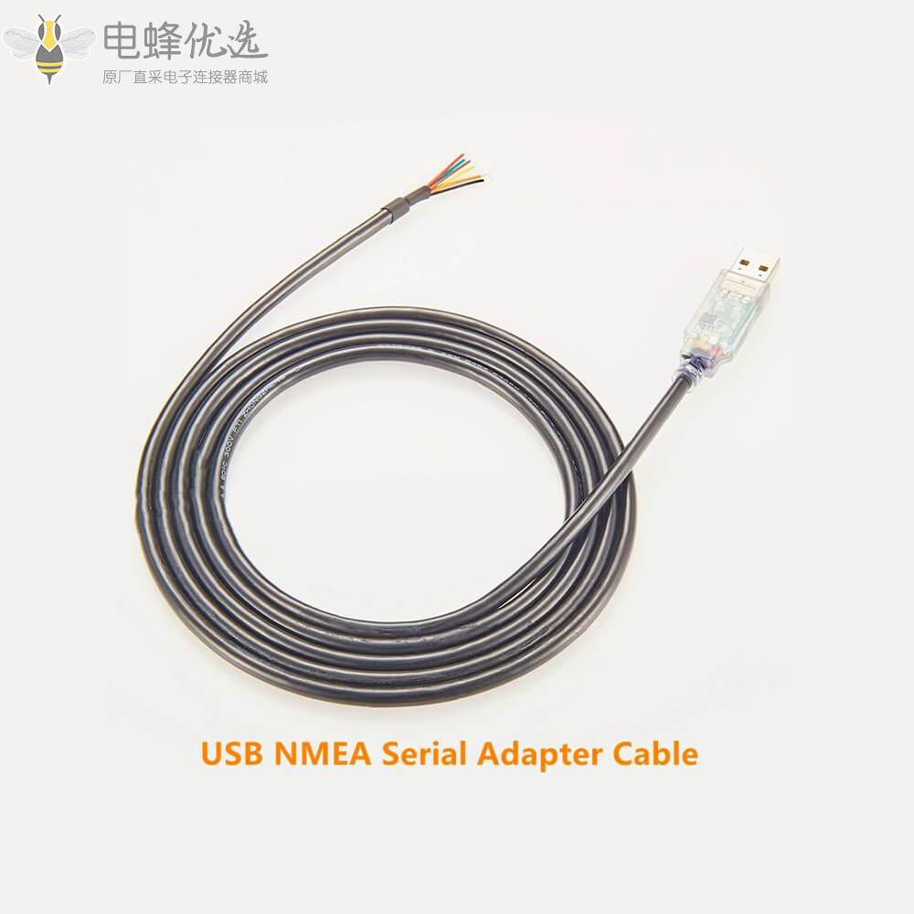 USB串口线Type_A_USB2.0公头NMEA2000连接器单边线线材1m