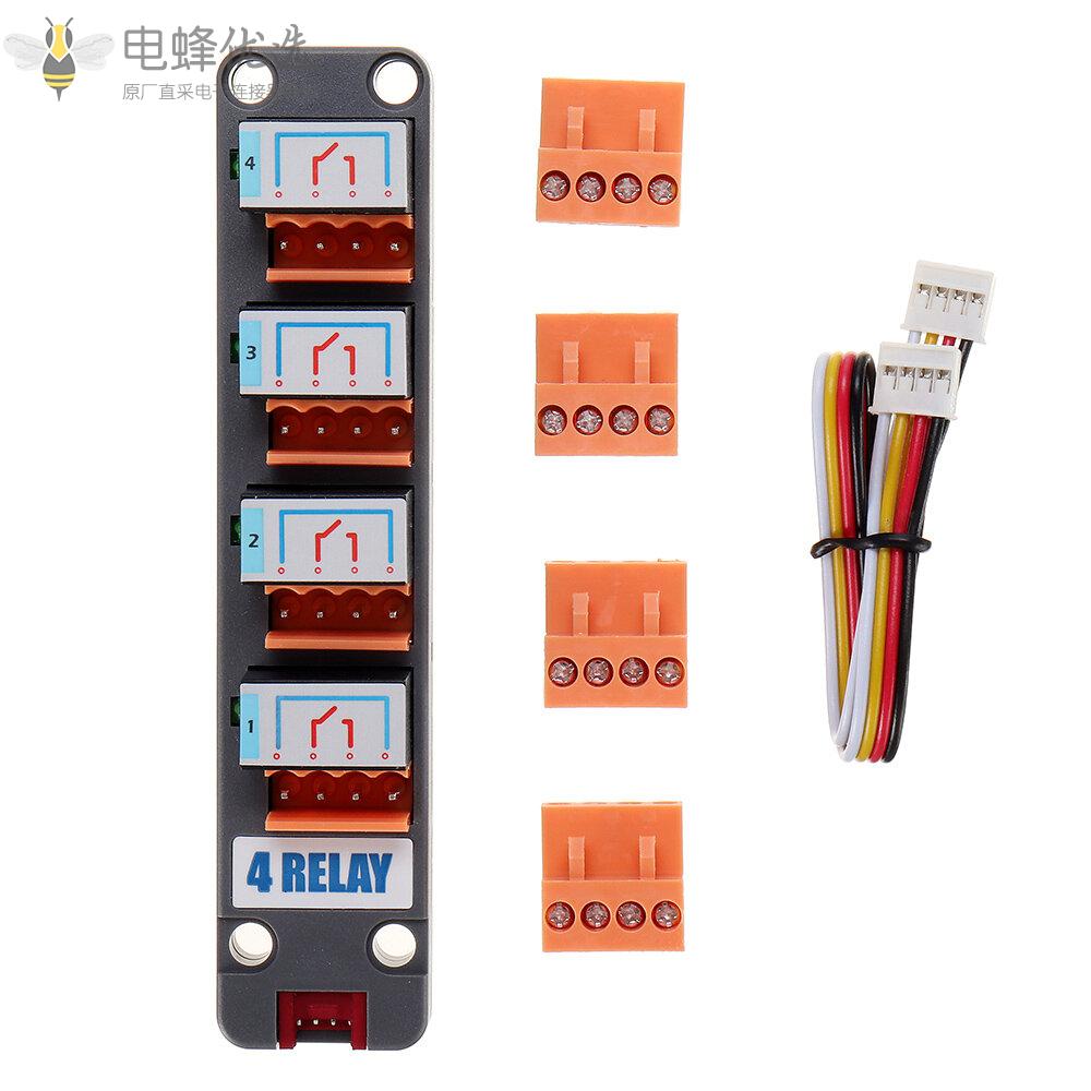 可编程4路继电器模块AC250V_10A带LED状态指示IIC通信独立控制