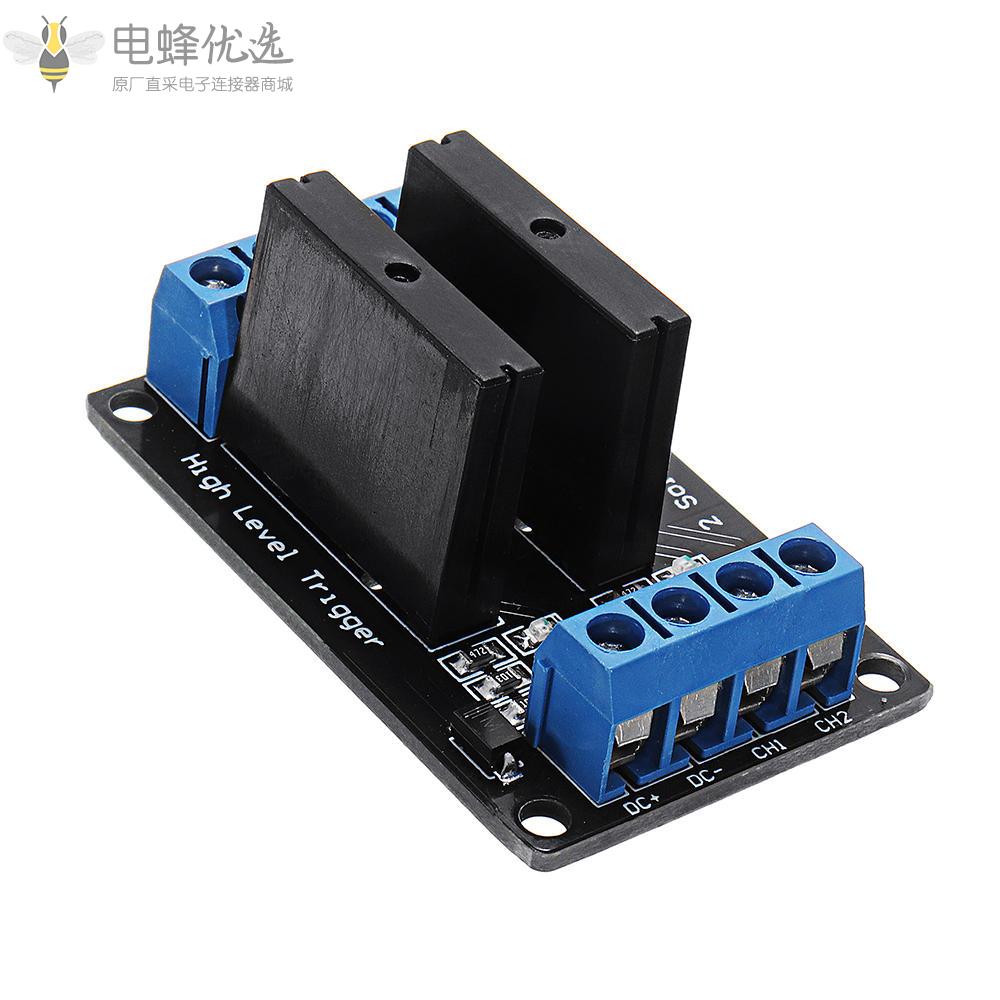 5件2通道DC_12V继电器模块固态高电平触发器240V2A用于Arduino