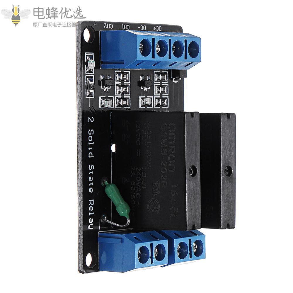 5件2通道DC_12V继电器模块固态高电平触发器240V2A用于Arduino