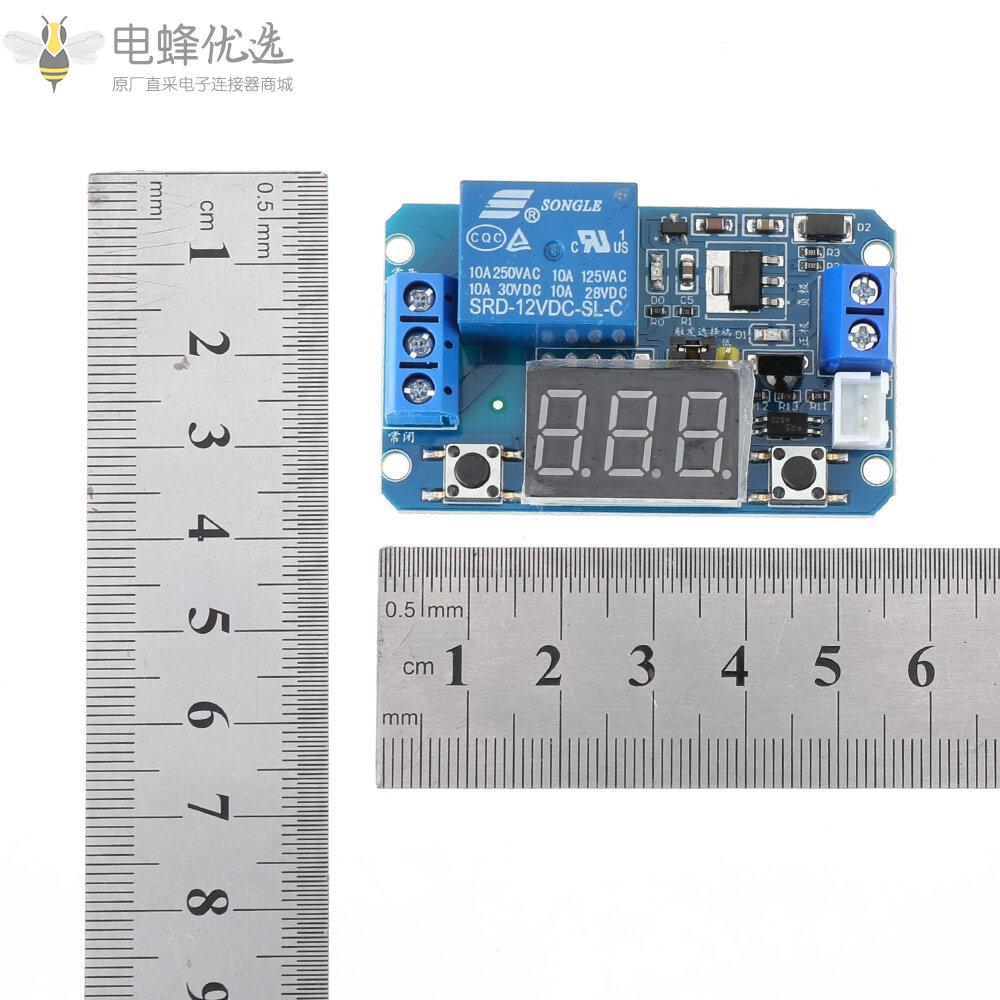 12V_DC红外遥控全功能延迟周期定时继电器​​模块带LED数字显示