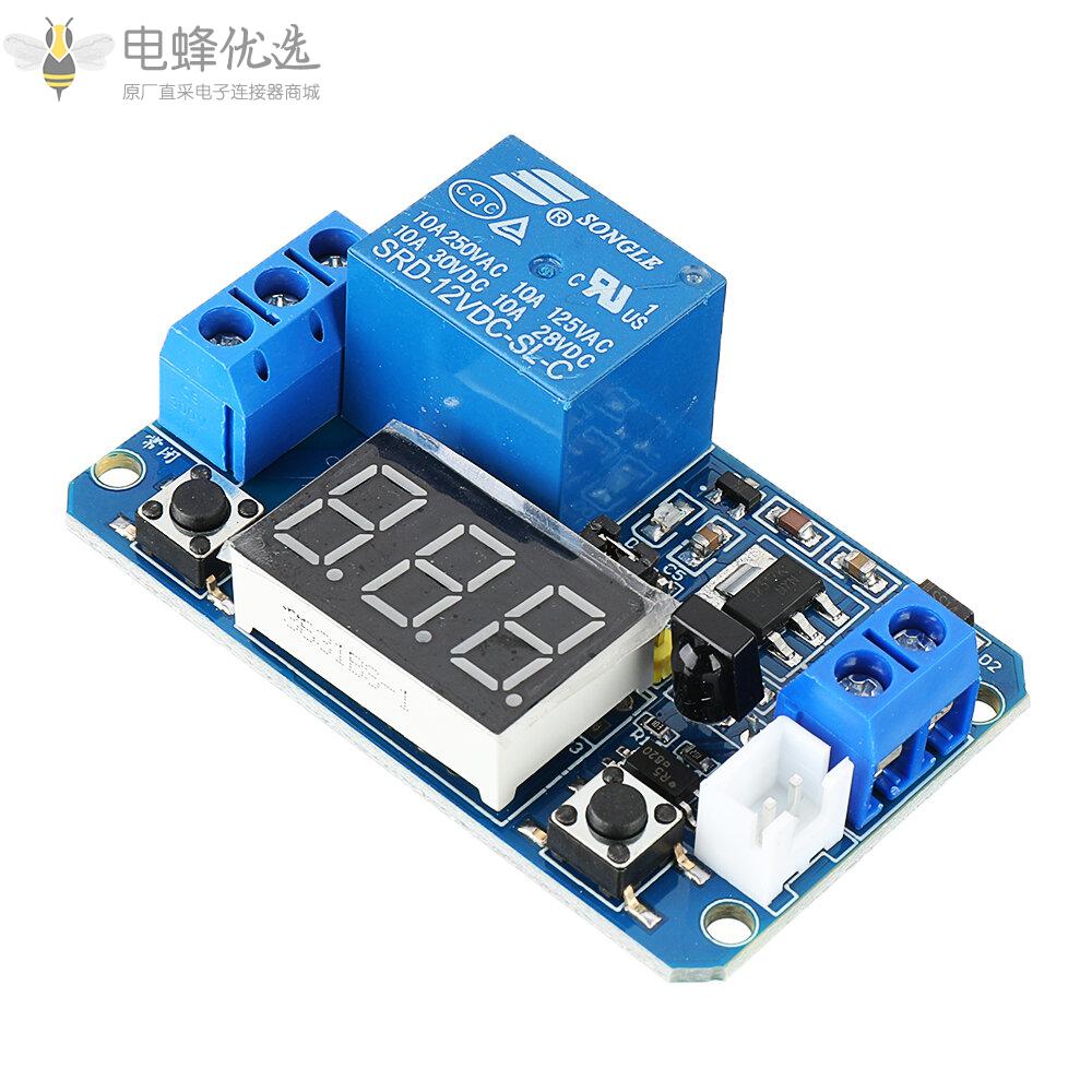 12V_DC红外遥控全功能延迟周期定时继电器​​模块带LED数字显示