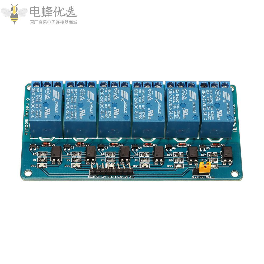 用于Arduino的6通道24V继电器模块低电平触发带光耦隔离