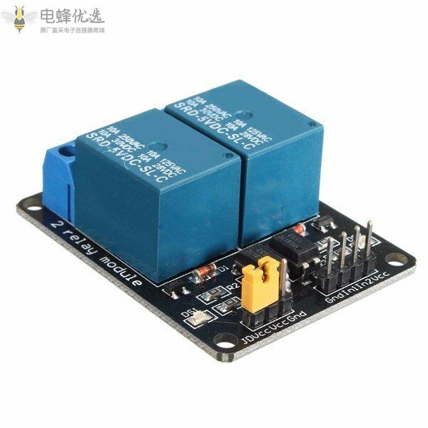 5V_2通道继电器模块控制板带光耦保护适用于Arduino