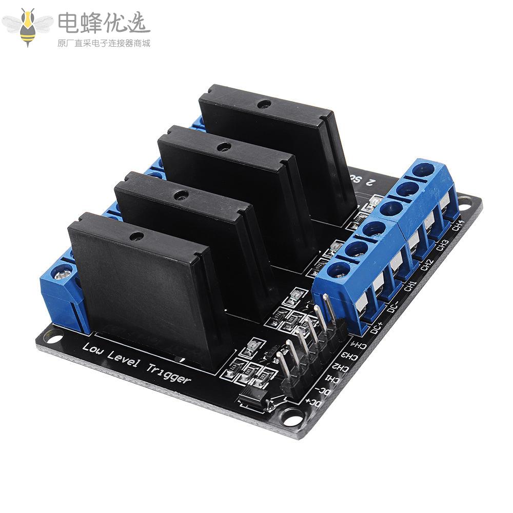 4通道直流12V继电器模块固态高低电平触发240V2A适用于Arduino