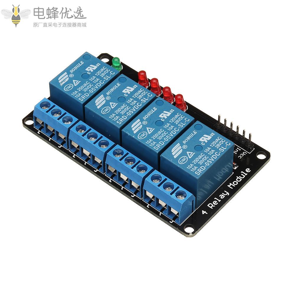 用于Auduino_MCU控制板的4通道5V继电器模块驱动板