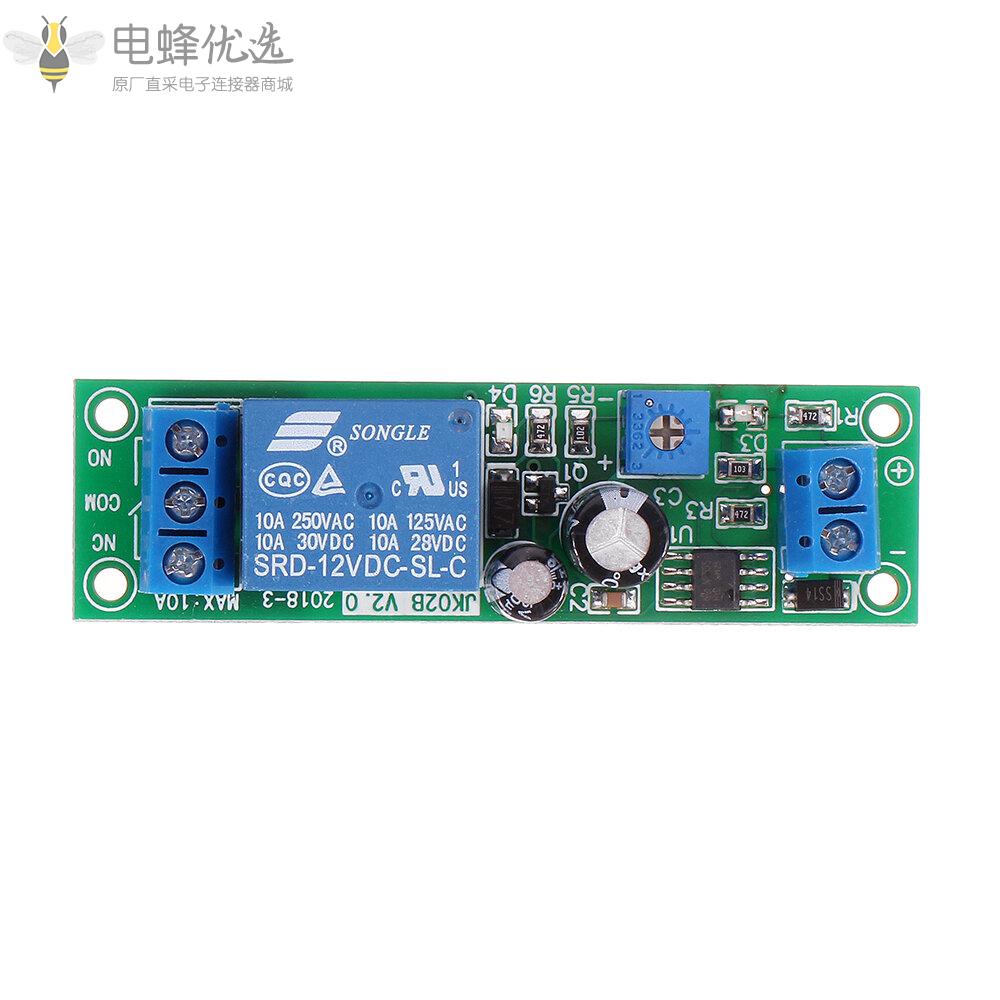 JK02B_12V直流延时继电器模块0_200S可调延时闭合定时器延时10A_NE555