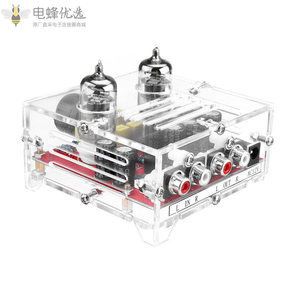 XH_A201_HiFi_6J1电子管前置放大器板甲类功放音频成品板前置放大器带水晶壳