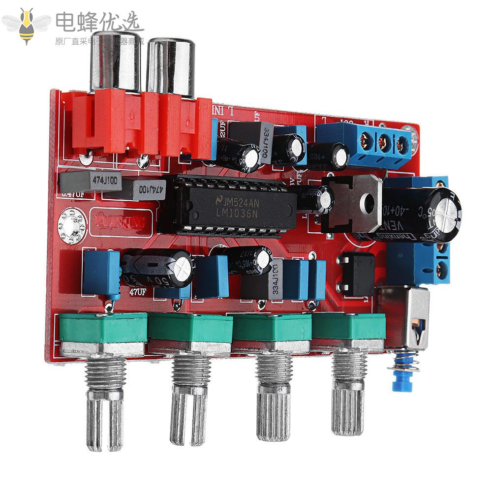 LM1036豪华HIFI功放前置放大器音量控制音调板DC_15V_AC_12V或15V_1000UF