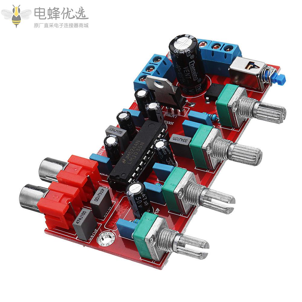 LM1036豪华HIFI功放前置放大器音量控制音调板DC_15V_AC_12V或15V_1000UF