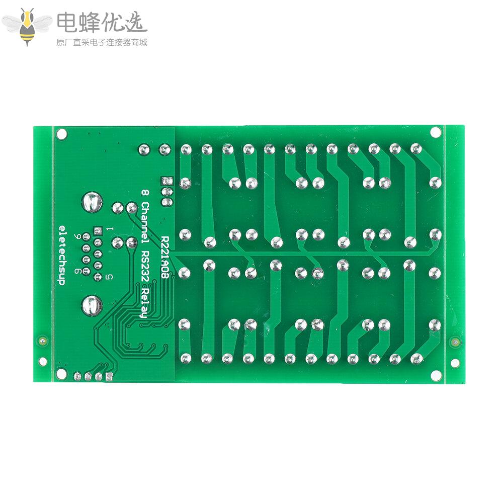 R221A08_8CH串口继电器模块DB9_UART_RS232遥控开关12V_DC用于智能家居