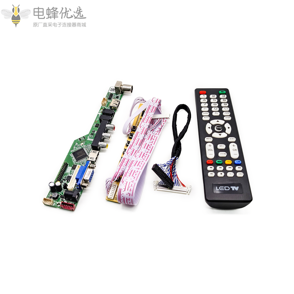 T.SK105A.03通用液晶LED电视控制器驱动板TV/PC/VGA/HDMI/USB+7按键+2ch_8bit_30_LVDS线