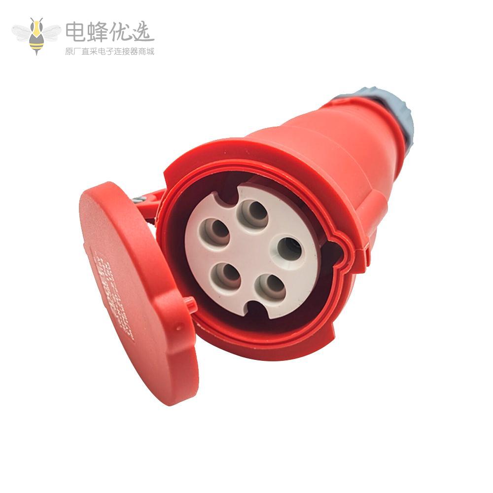 欧标TYP5工业连接器16A400V红色5芯3P+E+N防水防爆IP44